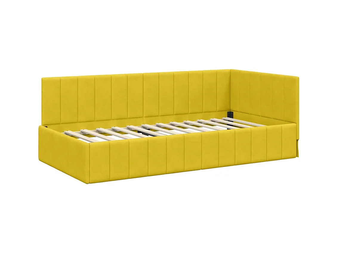 Estructura de cama en esquina Amarillo 90 x 200 cm Terciopelo