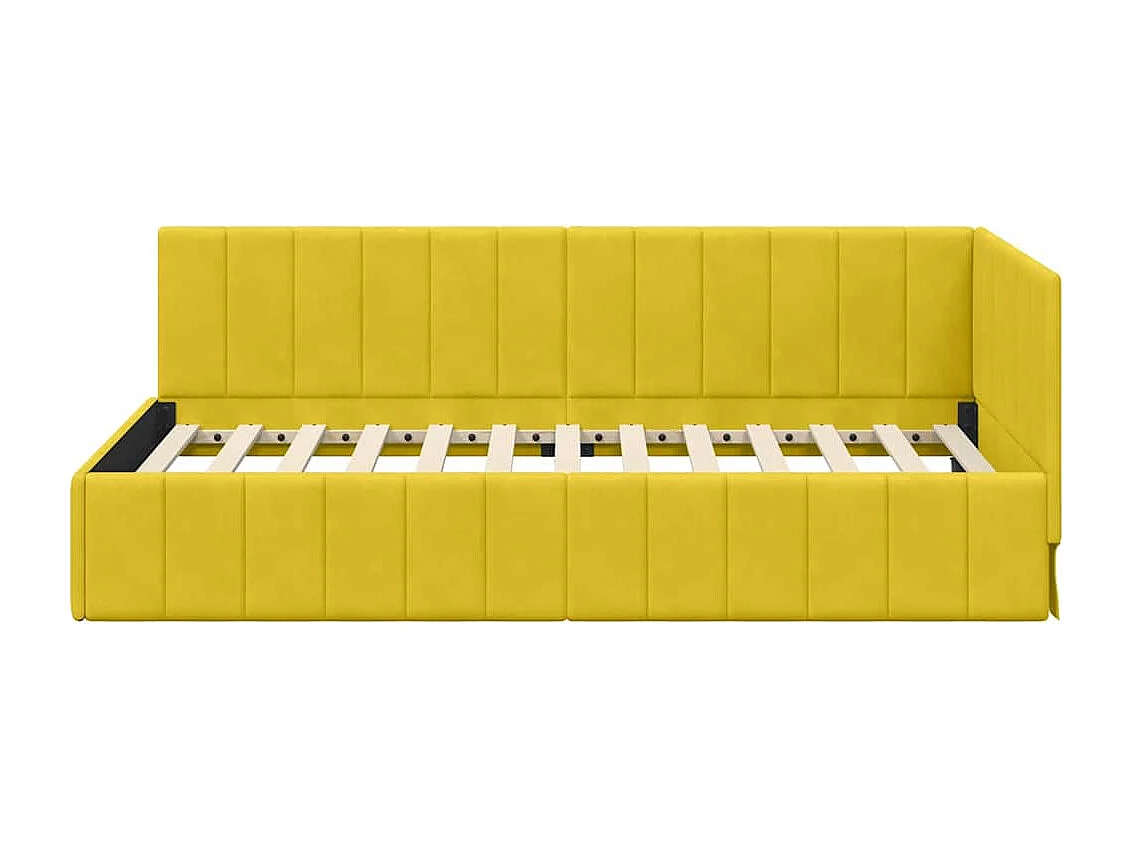 Cadre de lit d'angle avec tête de lit Jaune 90 x 200 cm Velours