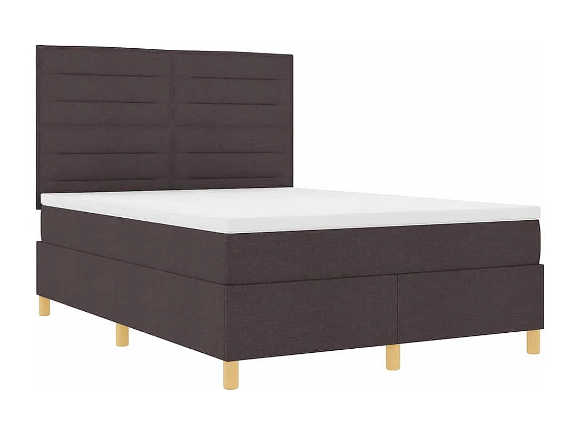 Cama tipo Box Spring Marrón oscuro 140 x 200 cm tela