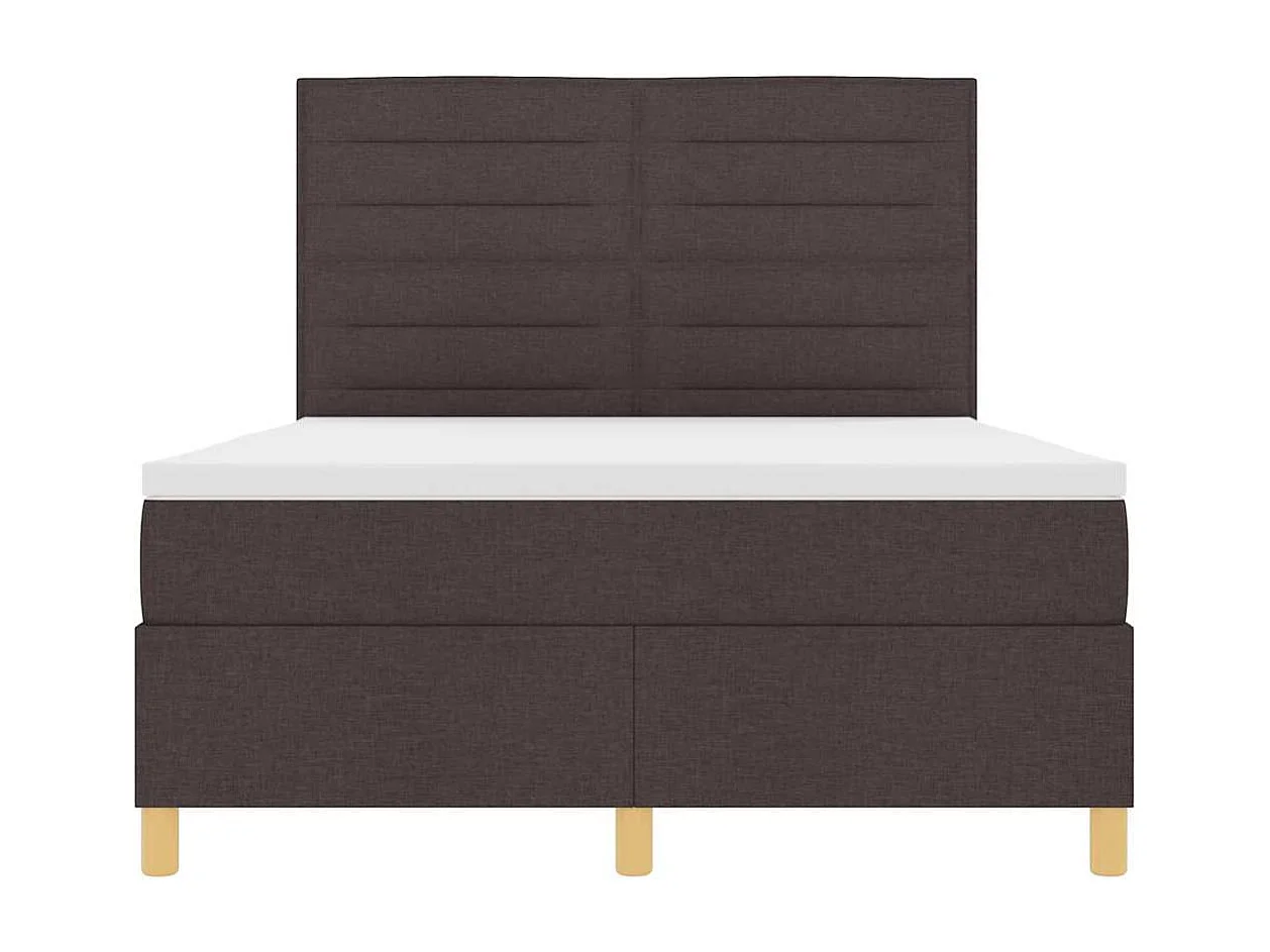 Cama tipo Box Spring Marrón oscuro 140 x 200 cm tela