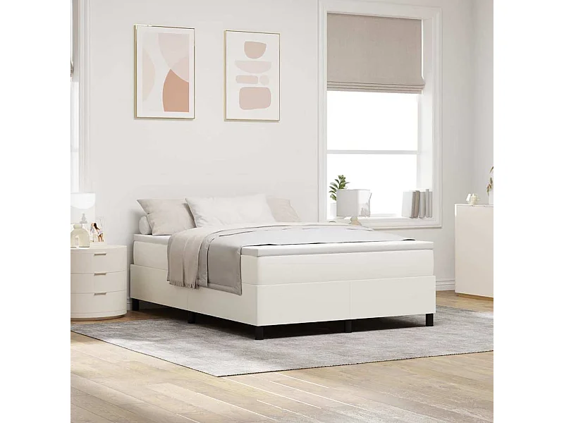 Cadre de lit Crème 140 x 190 cm Tissu en velours côtelé