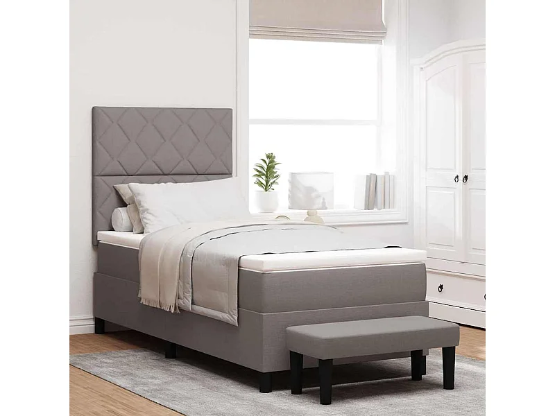 Boxspring bed met matras met hoofdeinde Taupe 90 x 190 cm Stof