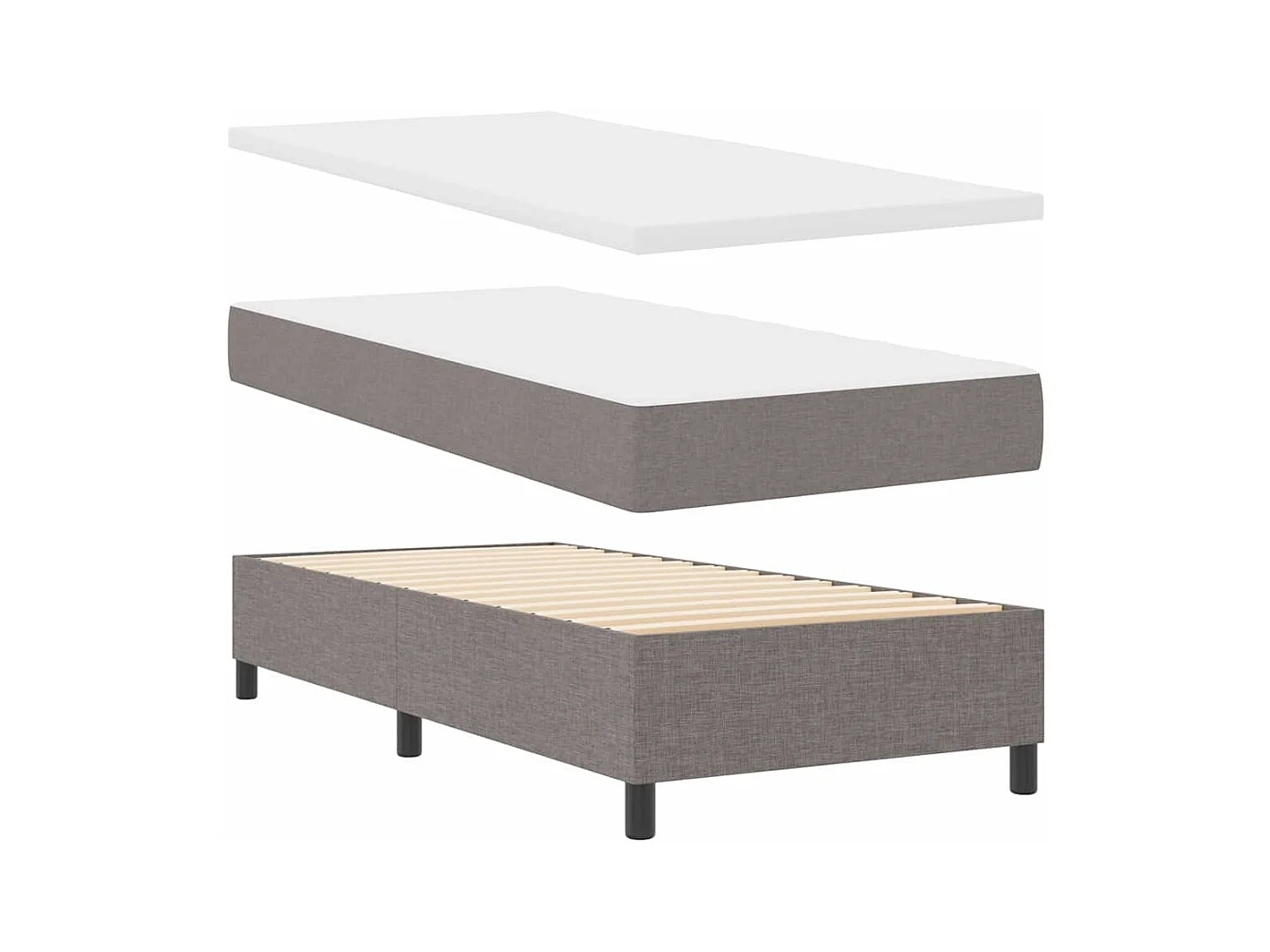 Boxspring bed met matras met hoofdeinde Taupe 90 x 190 cm Stof