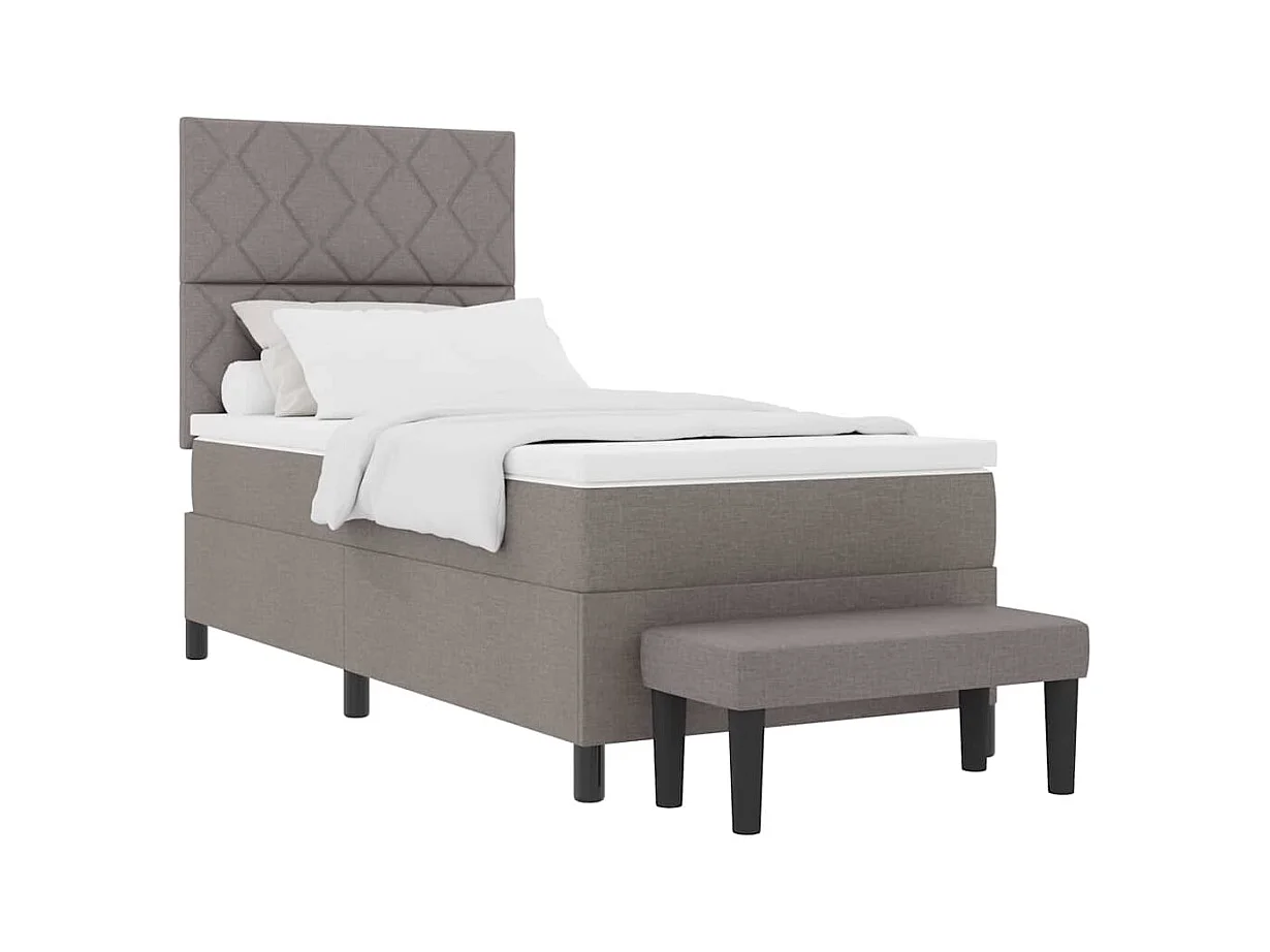 Boxspring bed met matras met hoofdeinde Taupe 90 x 190 cm Stof
