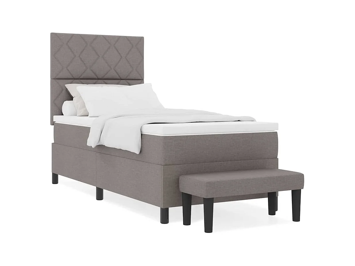 Boxspring bed met matras met hoofdeinde Taupe 90 x 190 cm Stof