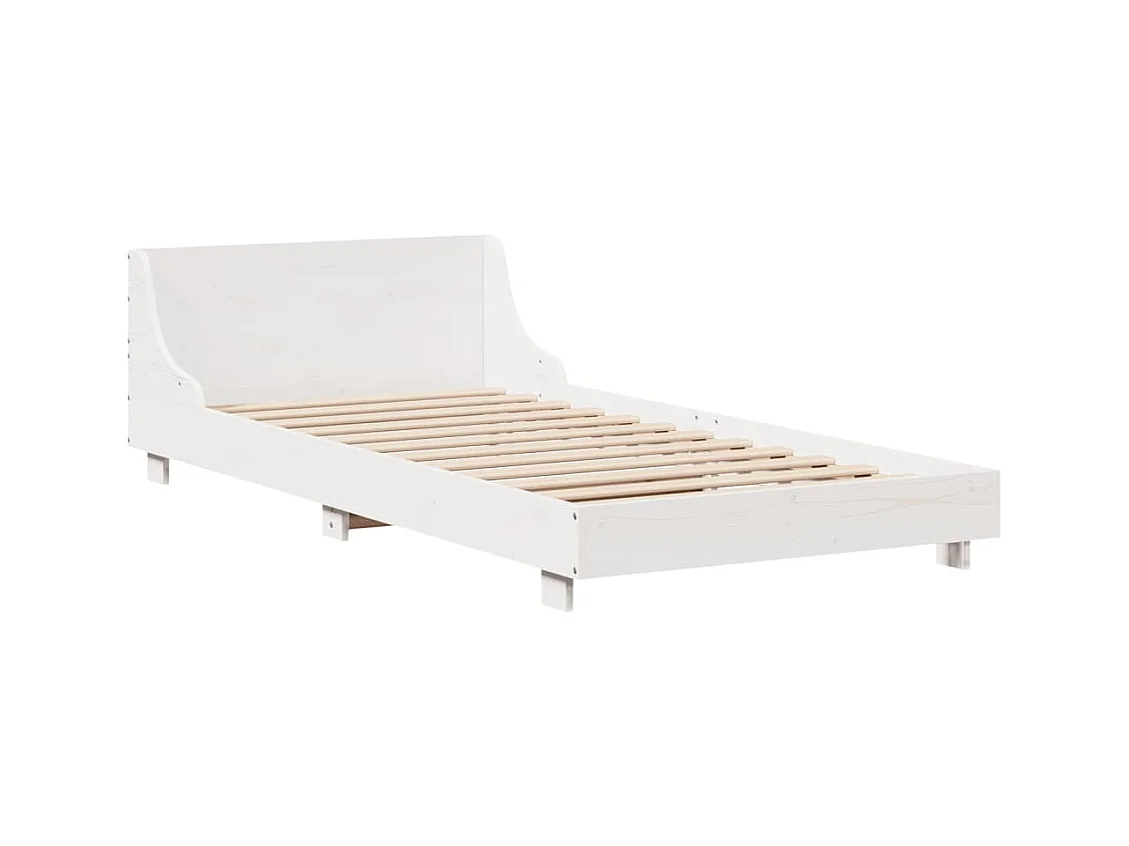 Cama sem colchão 90x200 cm madeira de pinho maciça branco