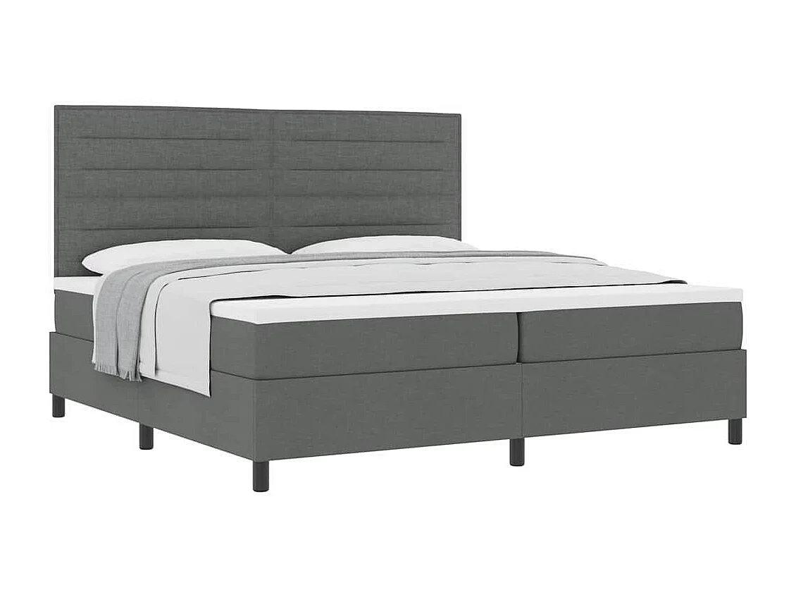 Cama tipo Box Spring con colchón Gris oscuro 200 x 200 cm tela