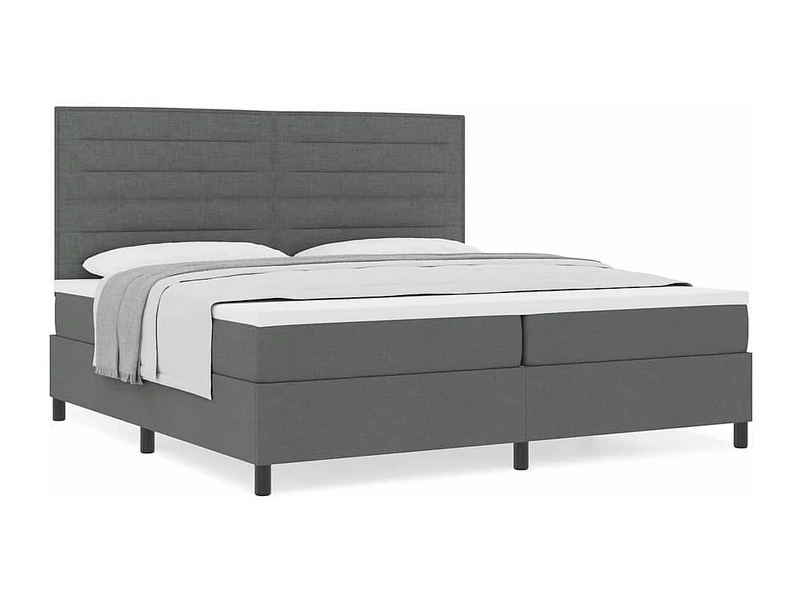 Cama tipo Box Spring con colchón Gris oscuro 200 x 200 cm tela
