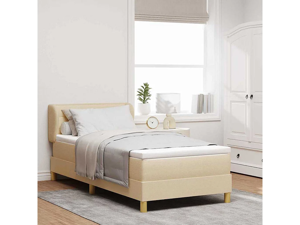 Boxspringbed met Matras Crème 90x200 cm Stof Crème 90 x 190 cm