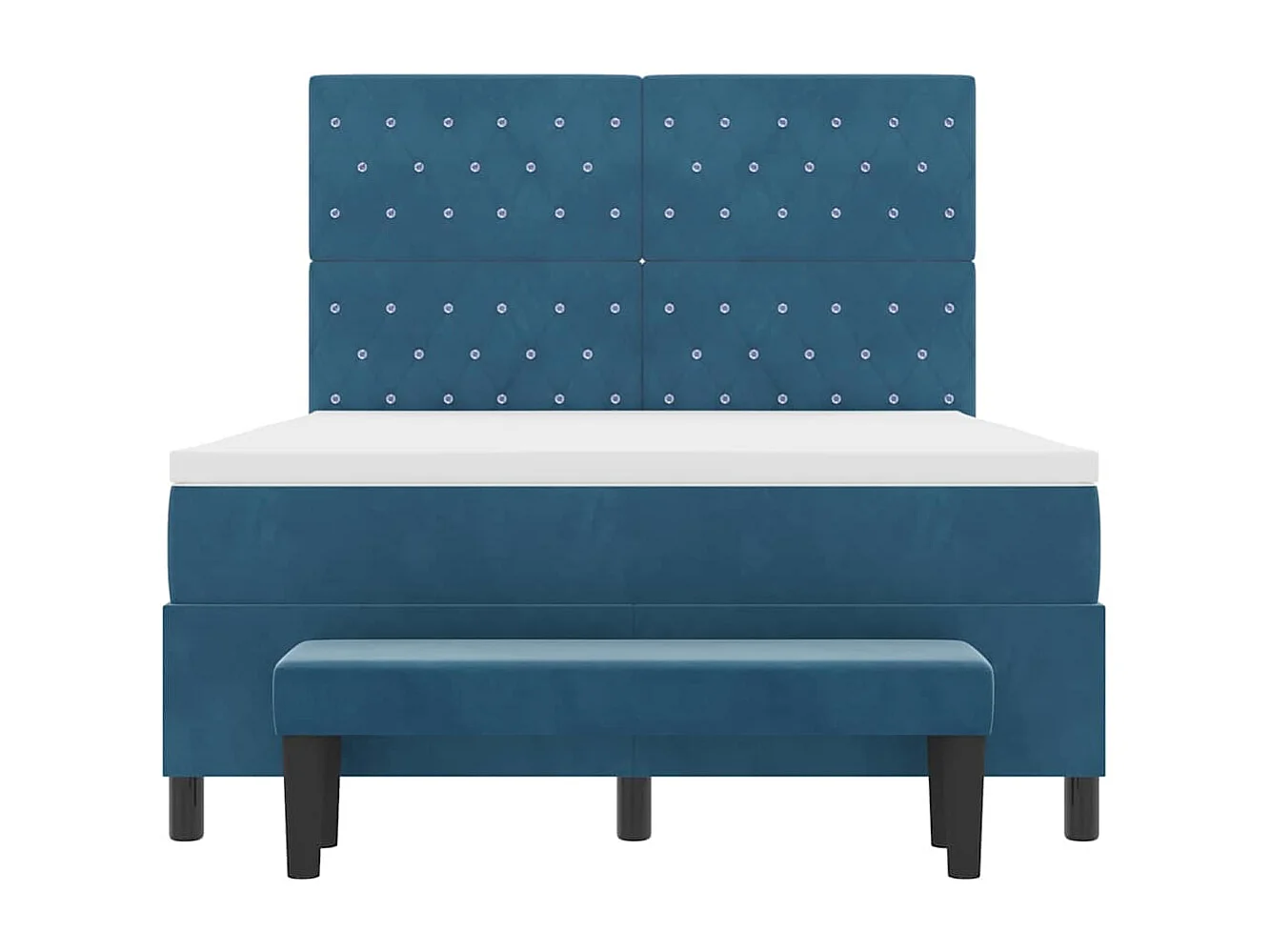 Cadre de lit avec matelas Bleu foncé 140 x 190 cm Velours