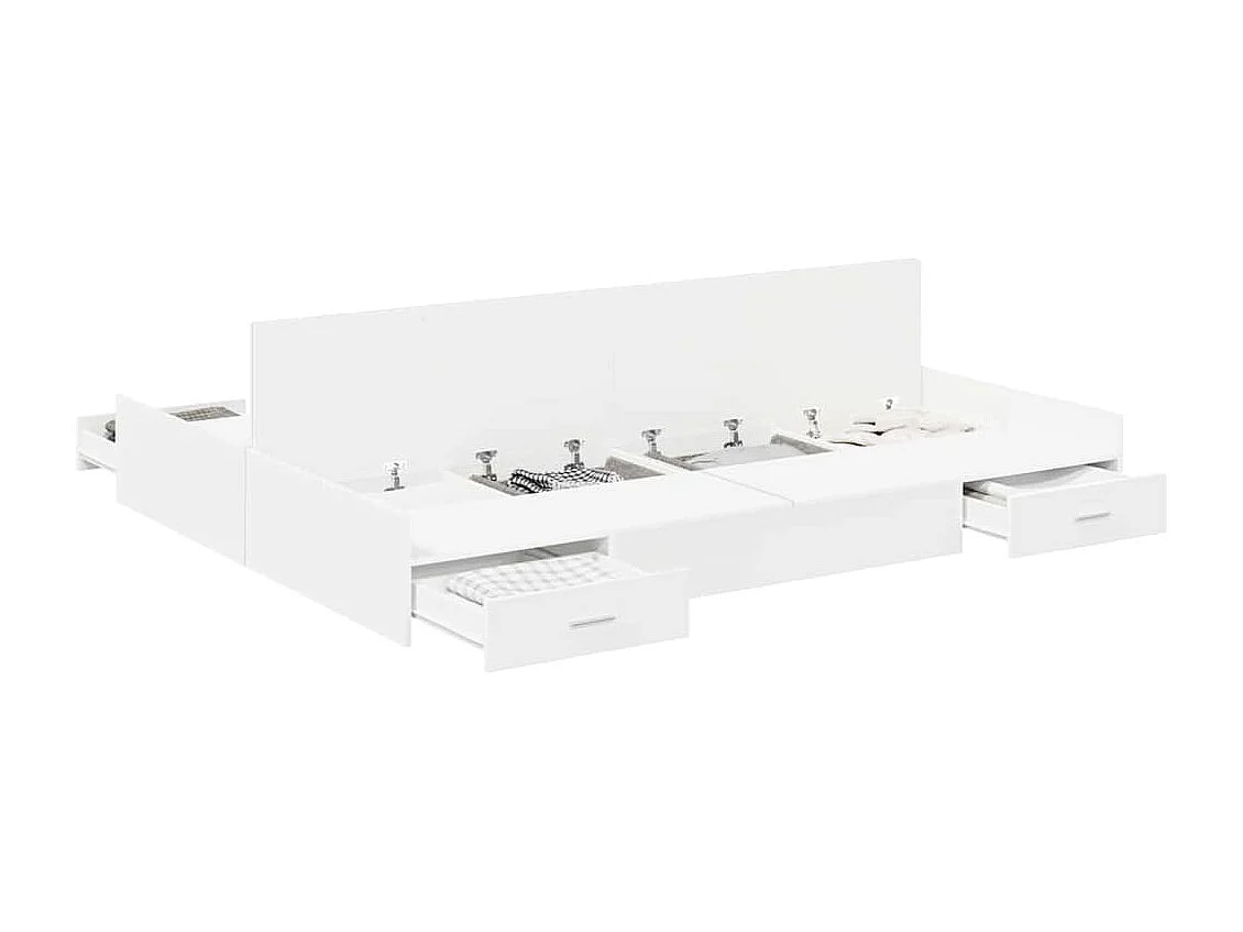 Estrado de cama com arrumação com cabeceira Branco 150 x 200 cm