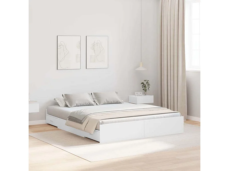 Estrado de cama com arrumação com cabeceira Branco 150 x 200 cm