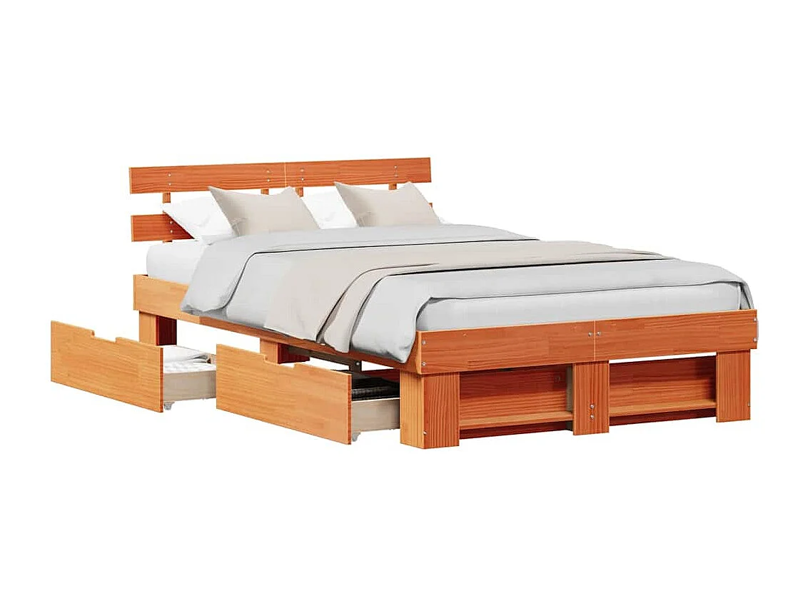 Cadre de lit Marron cire 120 x 190 cm Bois massif en pin