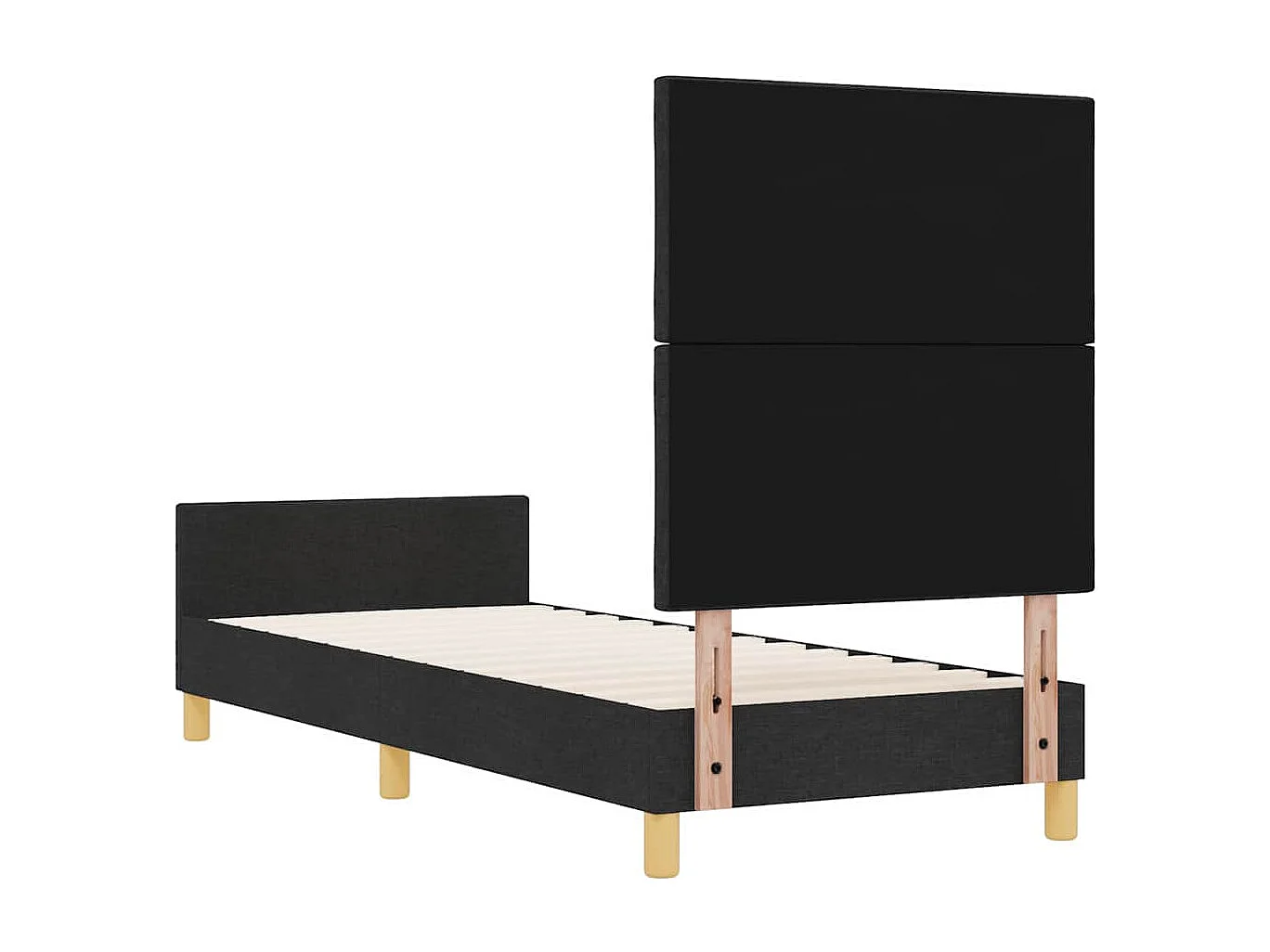 Estrutura da Cama com cabeceira Preto 80 x 200 cm tecido