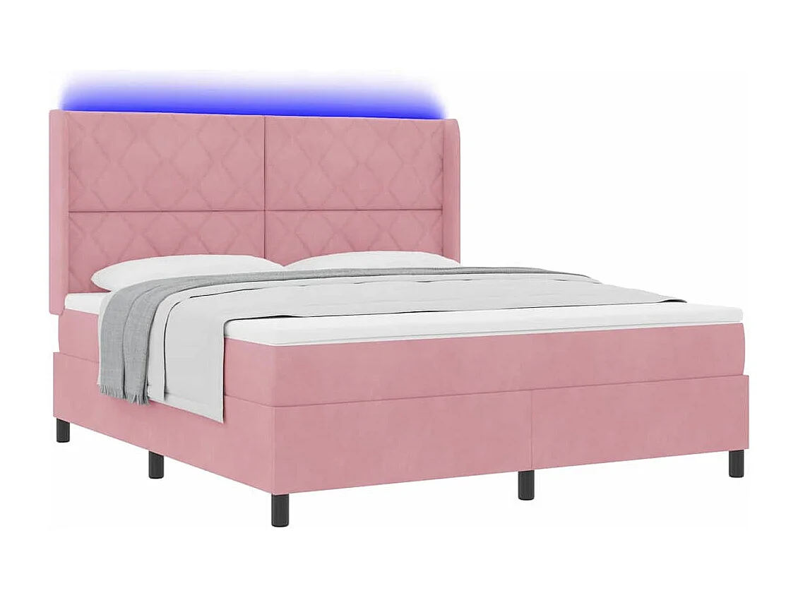 Cadre de lit avec Matelas LED Rose 180 x 200 cm Velours