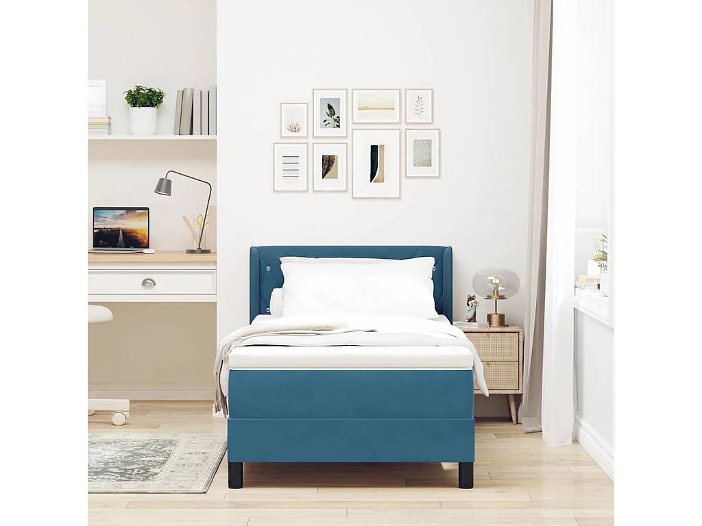 Cadre de lit avec matelas noir 100x200 cm en velours