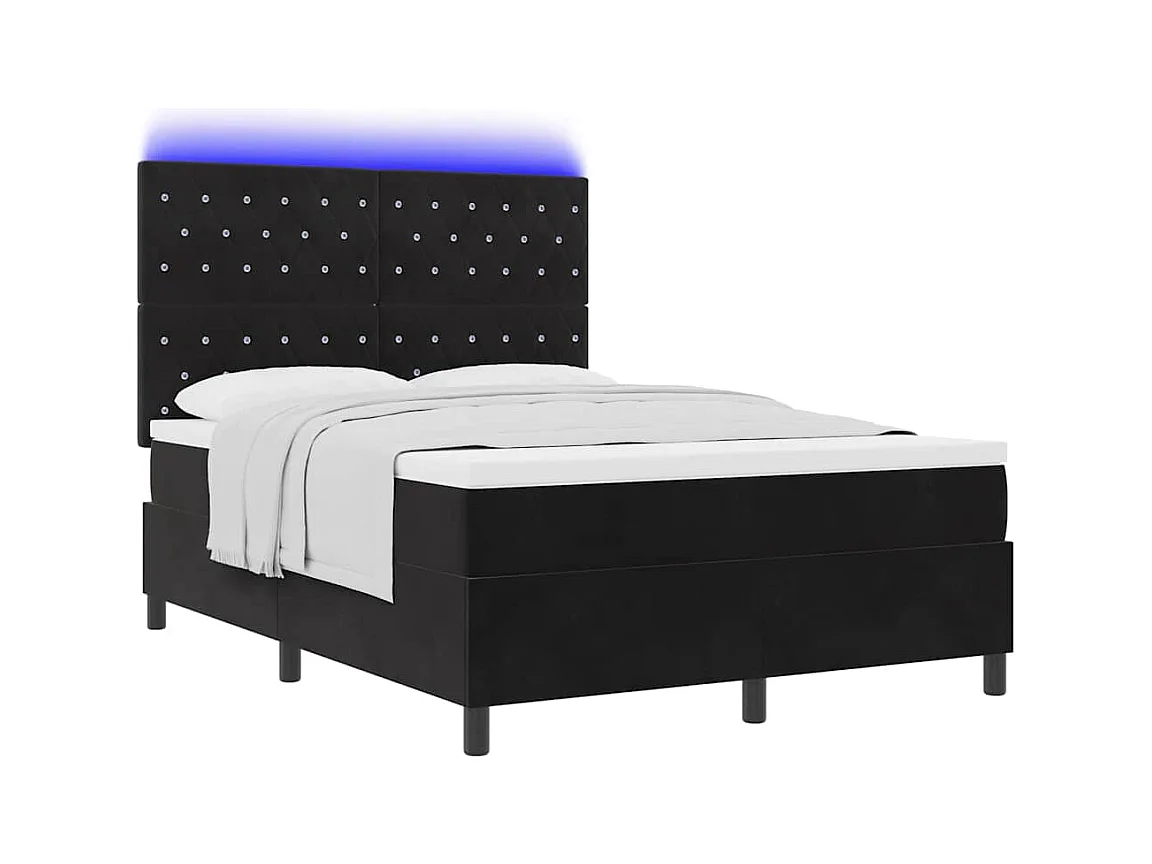 Cadre de lit avec matelas Noir 140 x 200 cm Velours