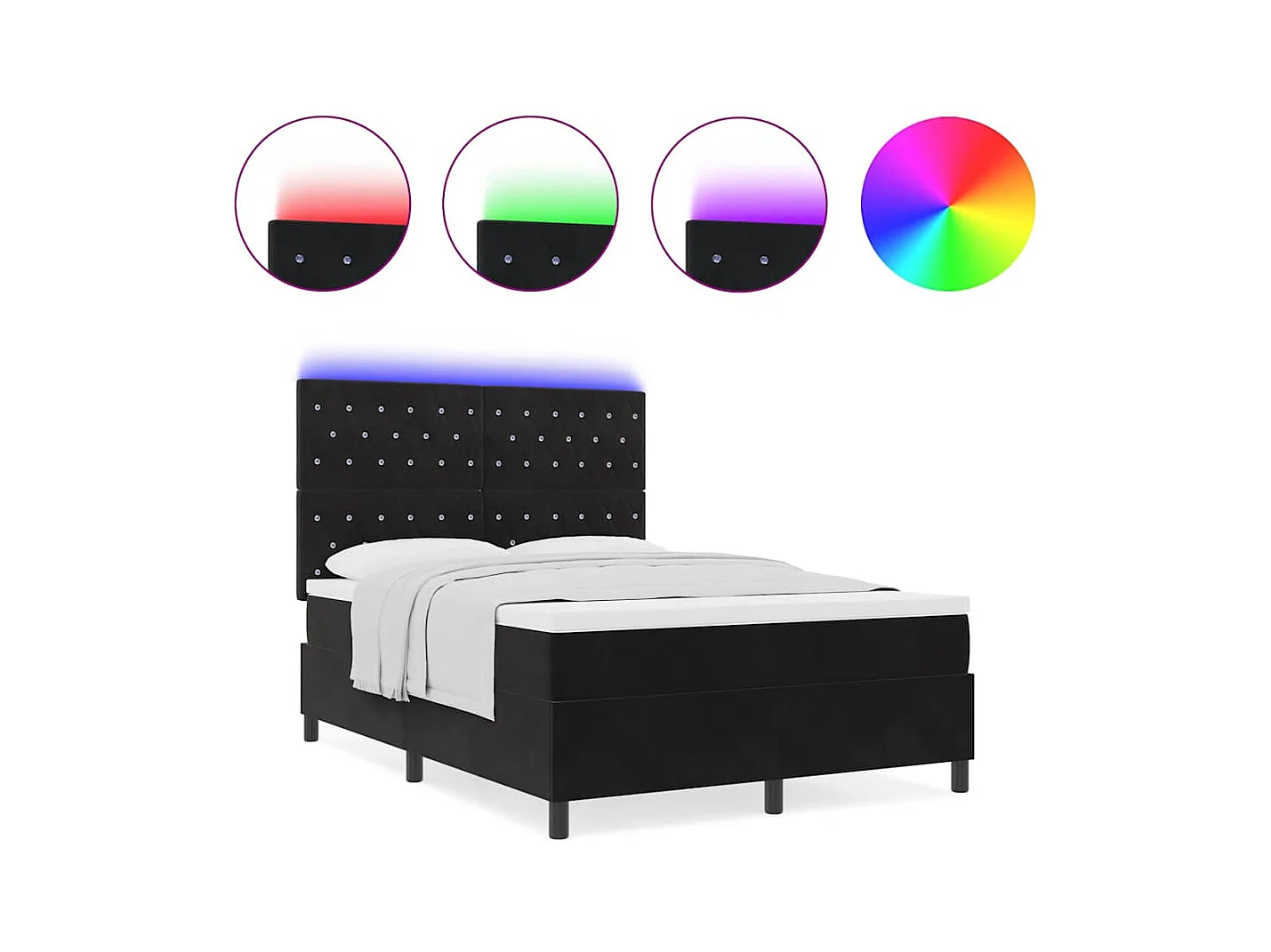 Cadre de lit avec matelas Noir 140 x 200 cm Velours