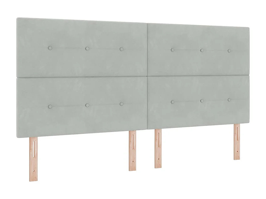 Cama con Box Spring LED y Colchón Gris claro 200 x 200 cm