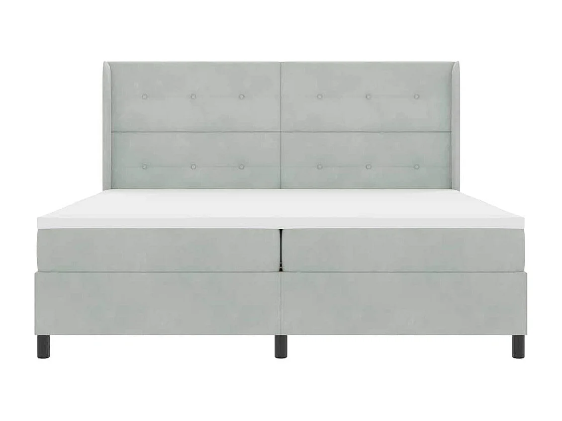 Cama con Box Spring LED y Colchón Gris claro 200 x 200 cm