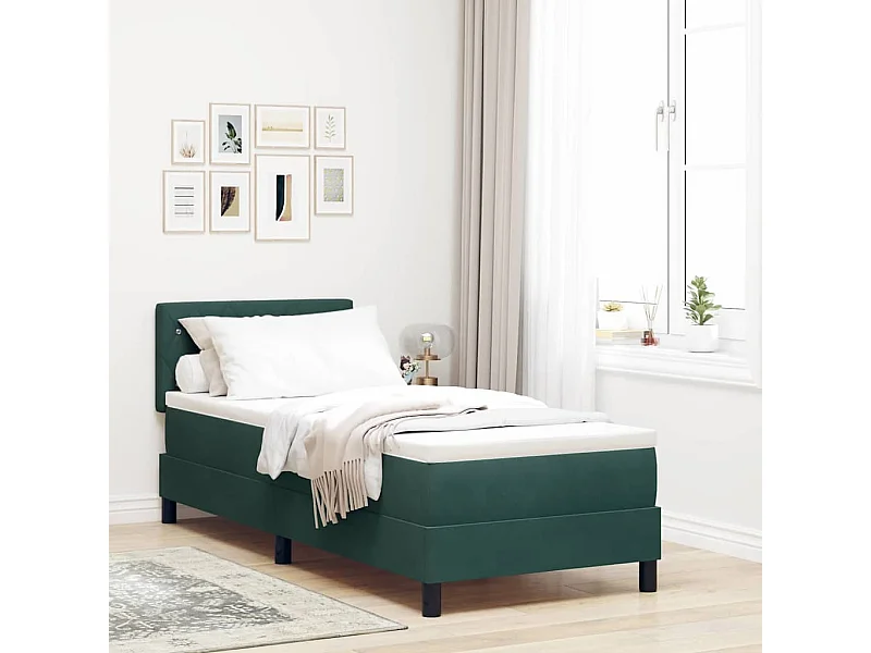 Cama Box com cabeceira Verde-escuro 80 x 200 cm Veludo