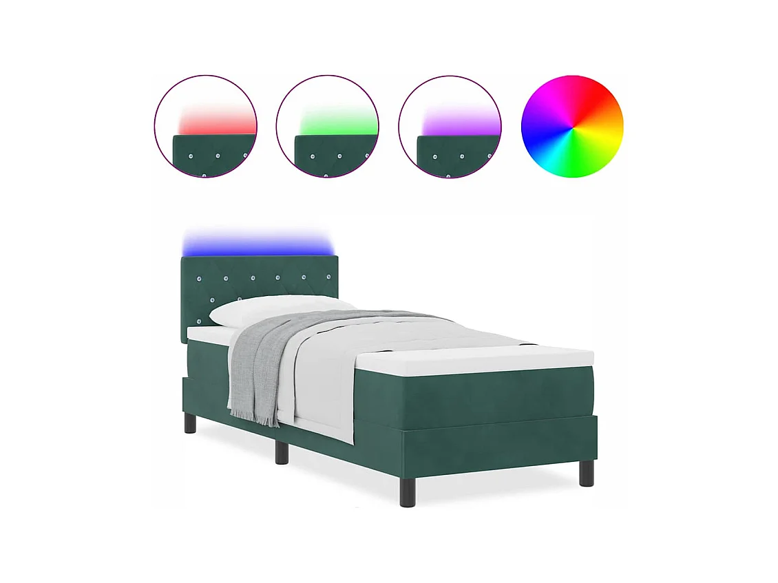 Cadre de lit avec tête de lit Vert foncé 80 x 200 cm Velours