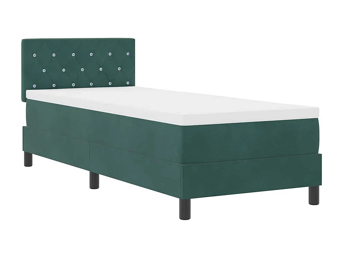 Cama tipo Box Spring Verde oscuro 80 x 200 cm Terciopelo