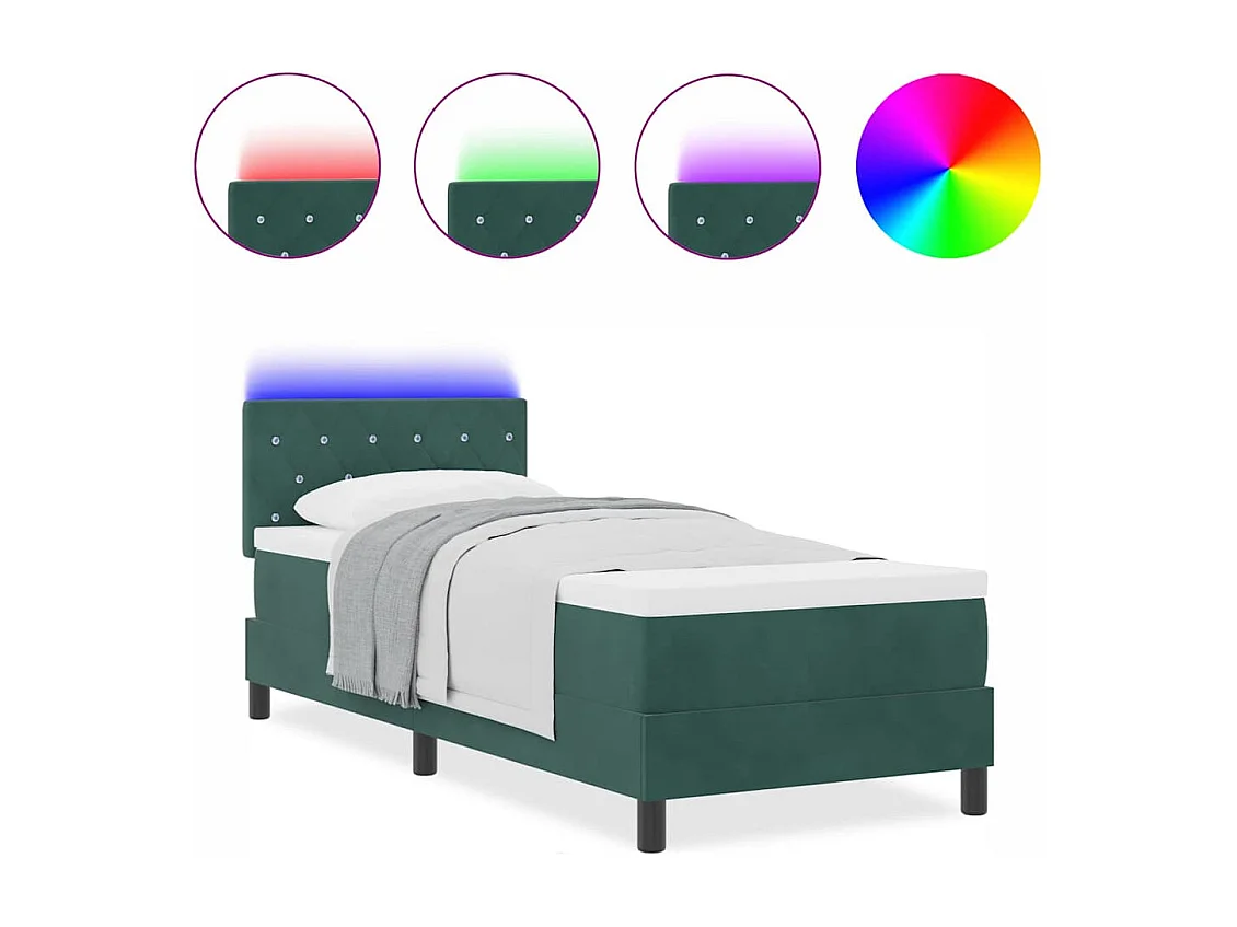 Cama tipo Box Spring Verde oscuro 80 x 200 cm Terciopelo