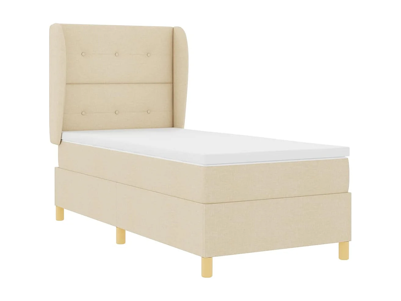 Cama con Somier y Colchón Gris Oscuro 90x190 cm de Tela Crema