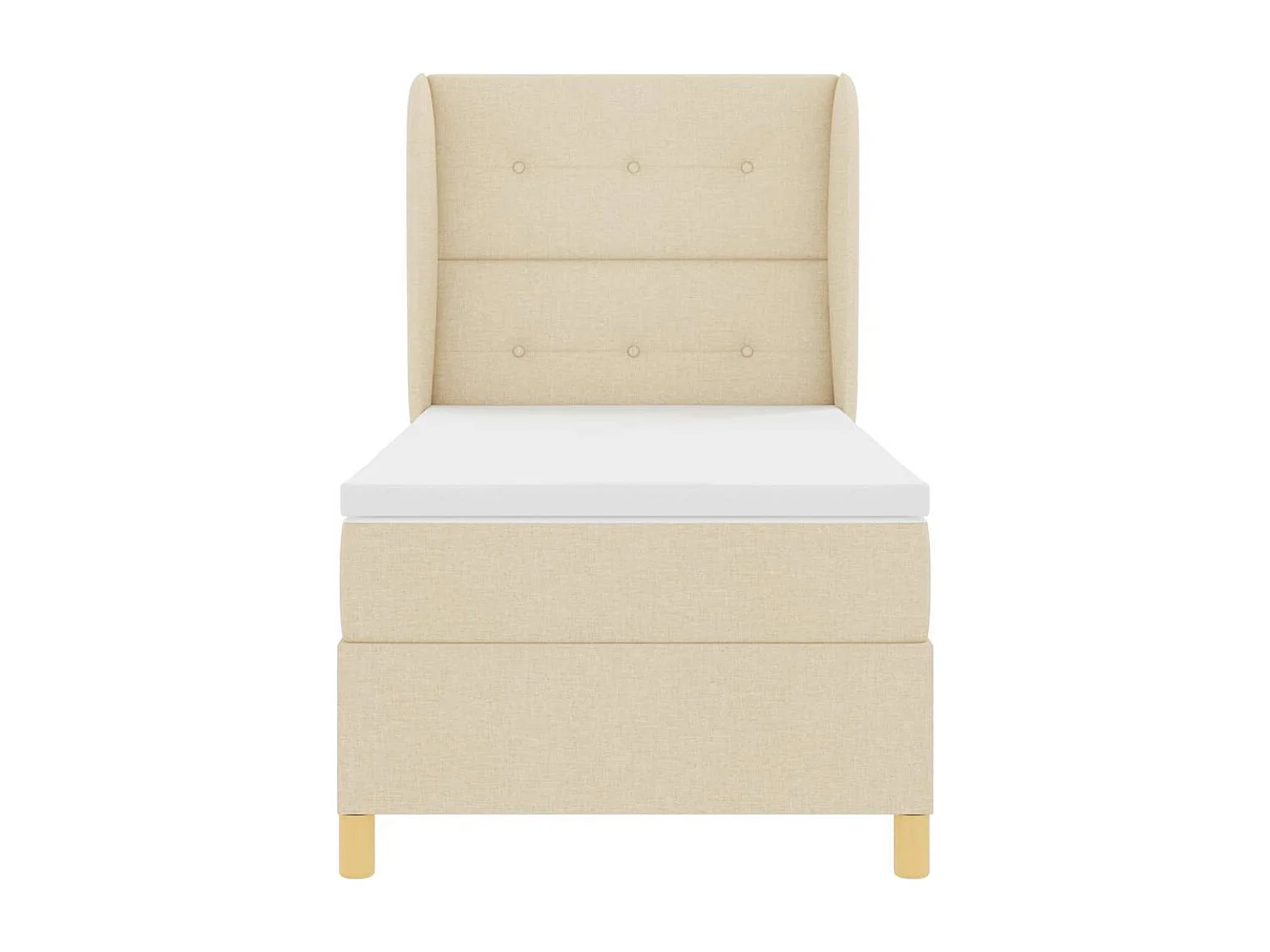 Cama con Somier y Colchón Gris Oscuro 90x190 cm de Tela Crema