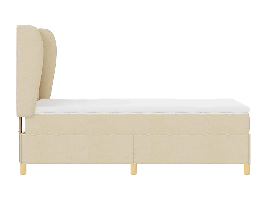 Cama con Somier y Colchón Gris Oscuro 90x190 cm de Tela Crema