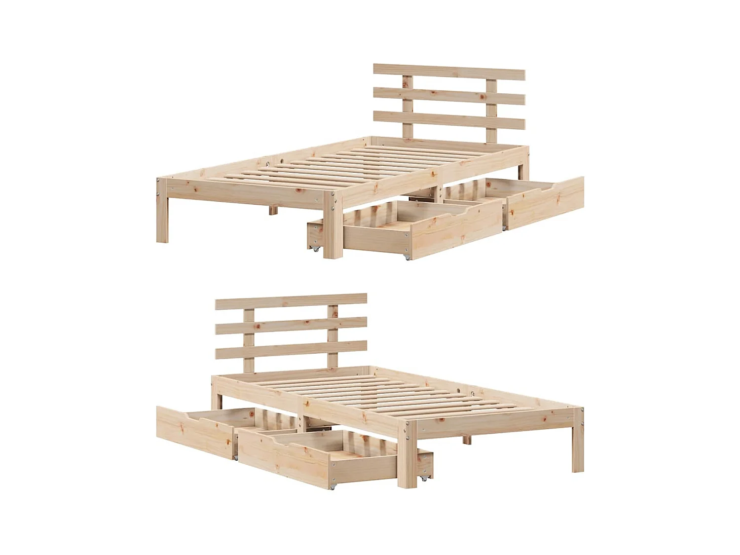 Cadre de lit avec tiroirs sans matelas 90x190 cm