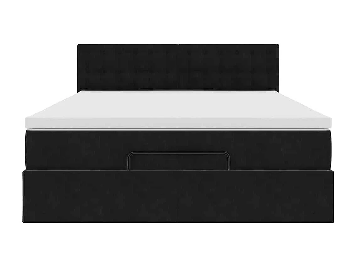 Cadre de lit ottoman avec matelas noir 140x200 cm velours