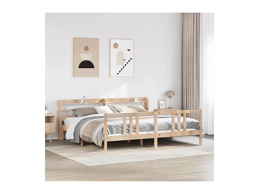 Bedframe met hoofdbord massief grenenhout 180x200 cm