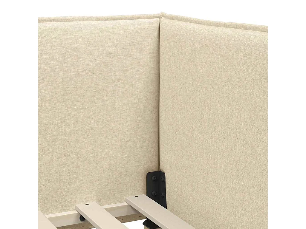 Estrutura de Cama de Canto Creme 90 x 200 cm tecido