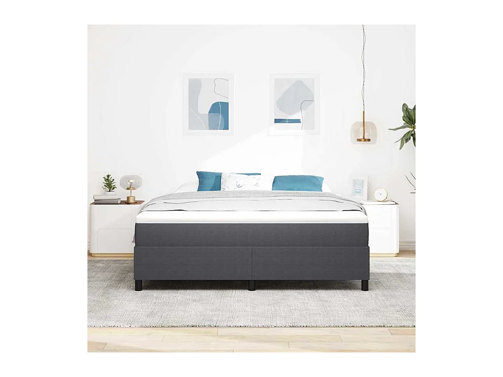 Cama tipo Box Spring Gris oscuro 180 x 200 cm Telas de pana