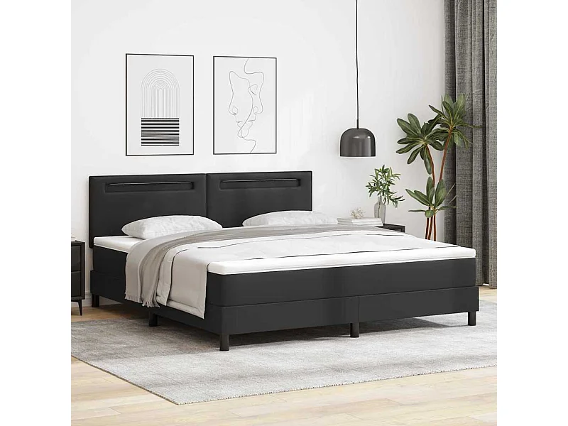 Bedframe met matras met matras Zwart 180 x 200 cm Kunstleer