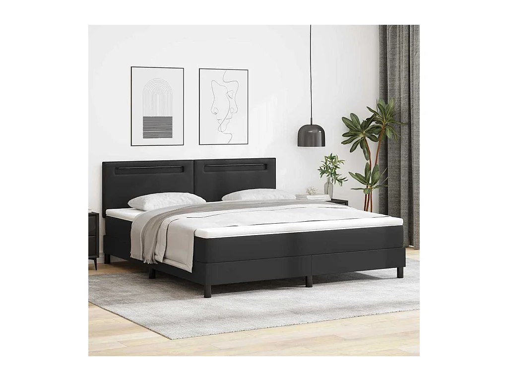 Cadre de lit avec matelas Noir 180 x 200 cm Faux cuir