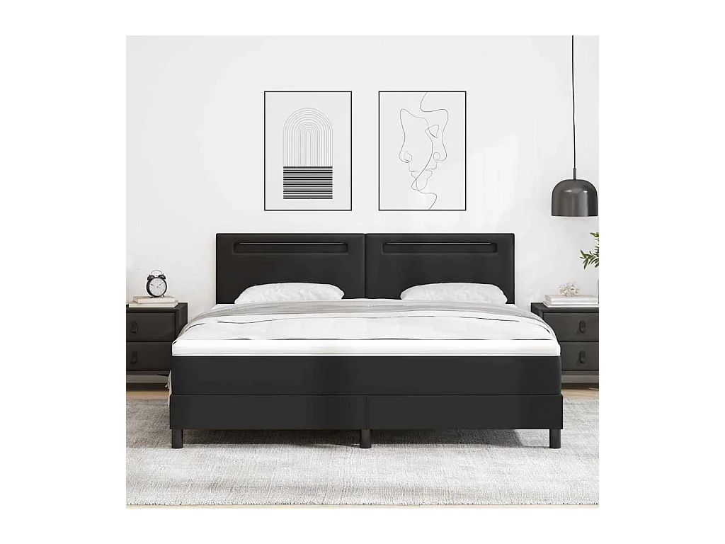 Cadre de lit avec matelas Noir 180 x 200 cm Faux cuir