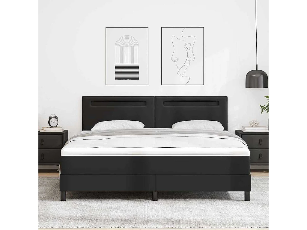 Cadre de lit avec matelas Noir 180 x 200 cm Faux cuir