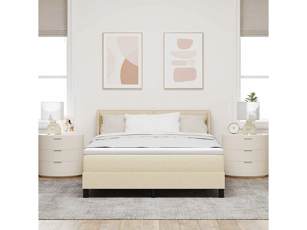 Cadre de lit avec matelas avec matelas Crème 140 x 190 cm