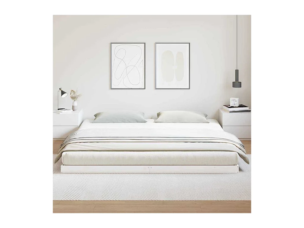 Bedframe Wit 200 x 210 cm Massief grenenhout