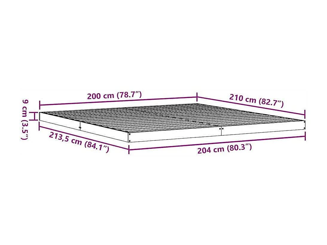 Bedframe Wit 200 x 210 cm Massief grenenhout