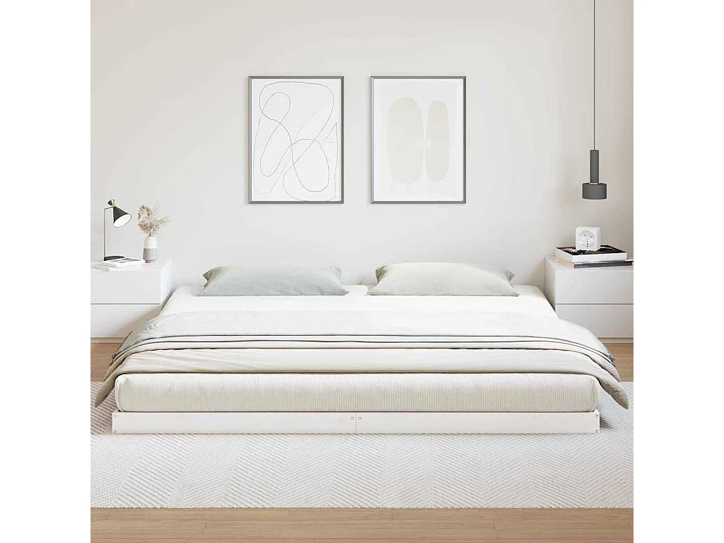 Bedframe Wit 200 x 210 cm Massief grenenhout