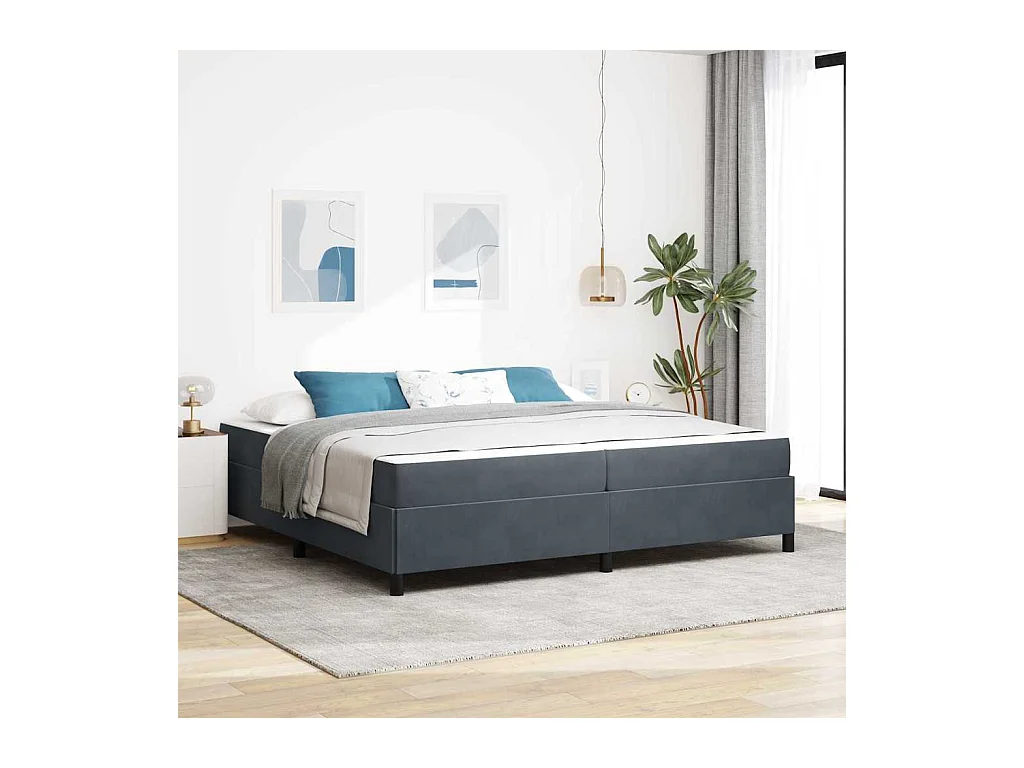 Estrutura da Cama Cinza Escuro, Cinza e Branco 200 x 200 cm