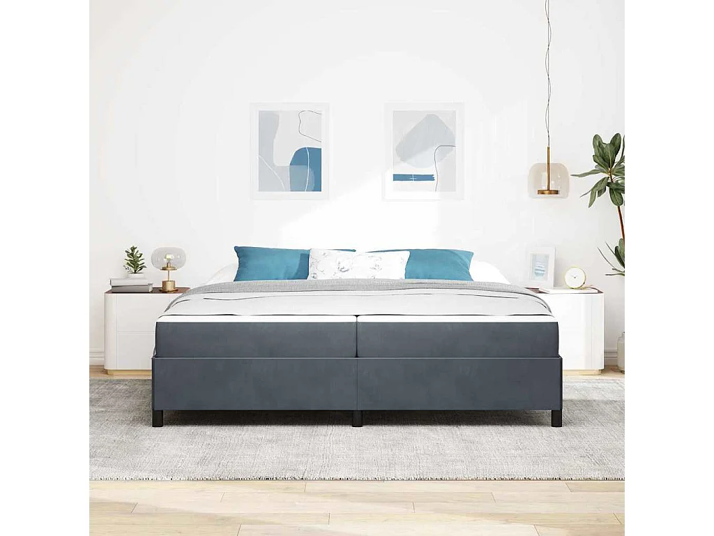 Bedframe Donkergrijs, Grijs en Wit 200 x 200 cm Fluweel