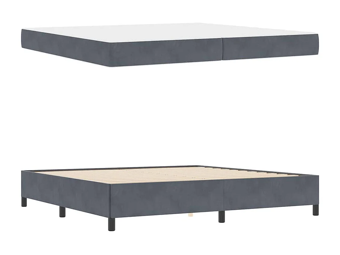 Bedframe Donkergrijs, Grijs en Wit 200 x 200 cm Fluweel