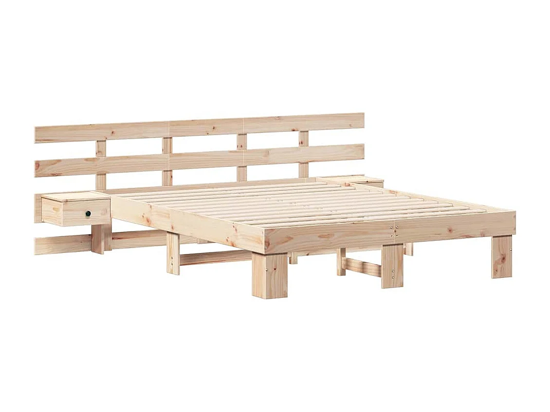 Cadre de lit avec tiroir Marron 160 x 200 cm Bois massif en pin