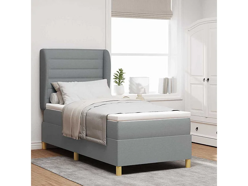 Cama con Somier y Colchón Gris Oscuro 90x190 cm de Tela