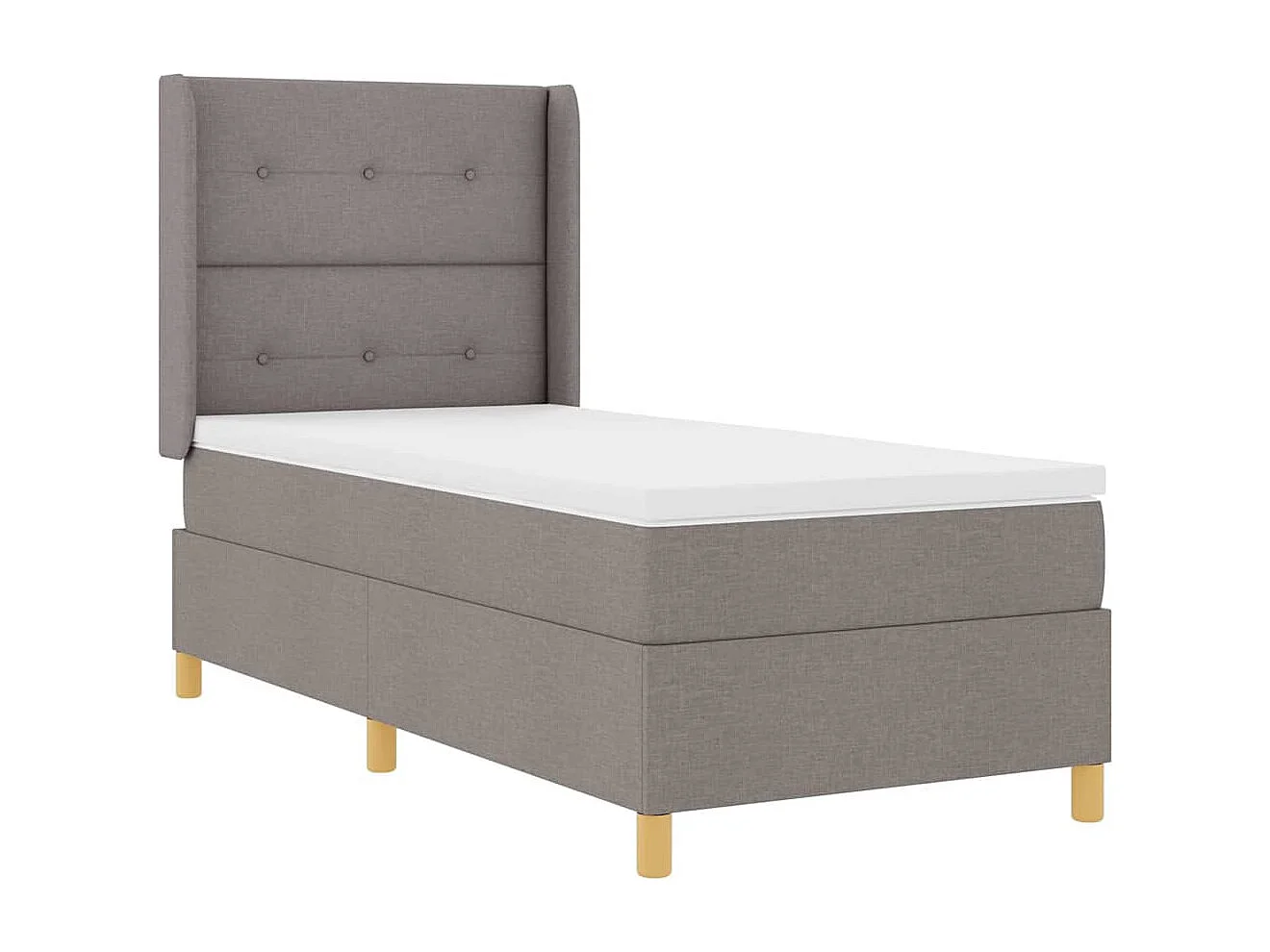 Cama con Somier con colchón con cabecera Taupé 90 x 200 cm tela
